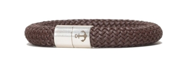 Bracelet avec corde à voile 10 mm et fermeture magnétique brune