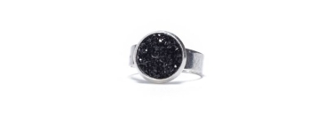 Ring with glitter cabochons Black Crystal