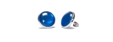 Stud Earrings with Cabochons Deep Blue