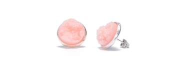 Stud Earrings with Cabochons Druzy Pink