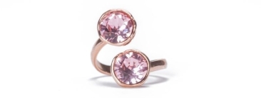 Ring with settings for chatons rose gold plated