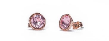 Stud earrings with settings for chatons rose gold plated