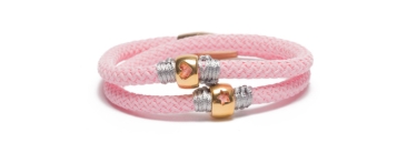 Bracelet with sail rope and gold-plated tubes