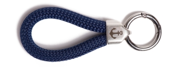 Porte-clés maritime en corde à voile bleu foncé