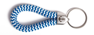 Porte-clés maritime en corde à voile bleu-blanc rayé
