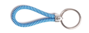 Porte-clés maritime en corde à voile petit bleu-blanc rayé