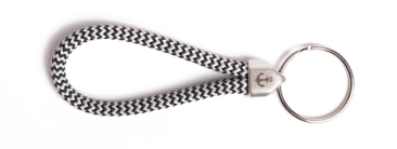 Maritime Sail Rope Keychain Small Black and White Striped