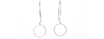 Large Geometric Earrings Circle Silver-tone