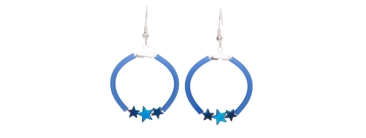 Earrings Creole with Hematite Beads Star Blue