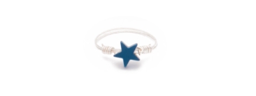 Ring with hematite bead star blue