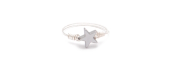 Ring with hematite bead star silver coloured