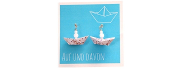 Nautical earrings with paper boat and nail polish