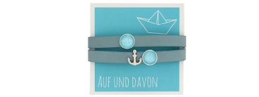 Bracelet en cuir maritime avec perles coulissantes