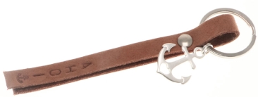 Schlüsselanhänger mit Niete und geprägtem Leder 