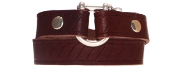 Leather bracelet with embossed wide leather strap Classic dark brown