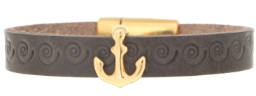 Self Embossed Leather Anchor Bracelet