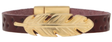 Bracelet en cuir auto-gravé Plume