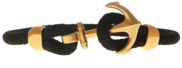 Bracelet en corde à voile avec fermoir ancre doré