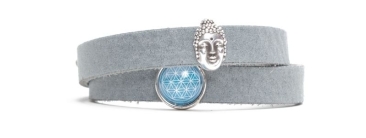 Bracelet en cuir Craft avec curseur Buddha gris