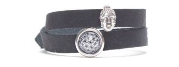 Bracelet en cuir Craft avec curseur Buddha noir