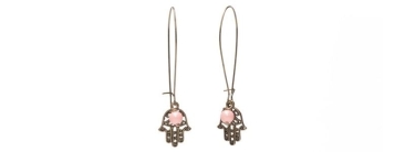 Earrings Hamsa Bronze Colours and Crystal Pearls