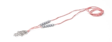 Silk Ribbon Necklace Hamsa Pink