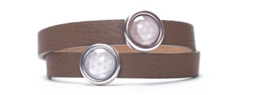 Bracelet with Flower of Life Motif and Sliders Beige
