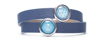 Bracelet with Flower of Life Motif and Sliders Navy