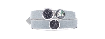Bracelet with Sliders and Cabochons Dark Grey