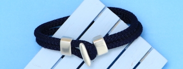 Maritimes Armband mit Tau und Hakenverschluss versilbert