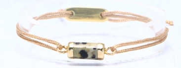 Bracelet avec connecteur de bracelet de pierres précieuses et fermeture coulissante brune