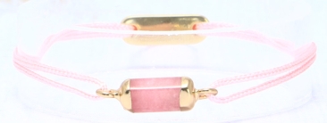Bracelet avec connecteur de bracelet de pierres précieuses et fermeture coulissante rose