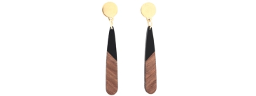 Wood Resin Pendant Drop Earrings