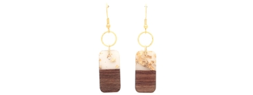 Earrings with Wood Resin Pendants Square