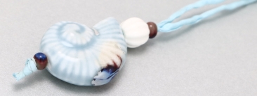 Necklace with Porcelain Pendant Snail Sky Blue