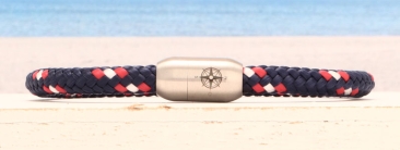 Bracelet avec corde à voile 6 mm et fermoir magnétique en acier inoxydable Rose de compas simple