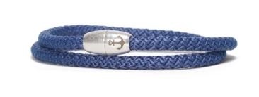 Bracelet double avec corde à voile et fermeture magnétique bleu foncé