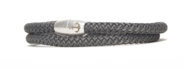 Bracelet double avec corde à voile et fermeture magnétique gris foncé