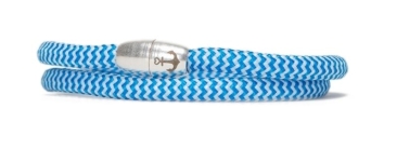 Doppeltes Armband mit Segelseil und Magnetverschluss blau gestreift
