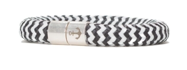 Bracelet simple avec corde à voile 10 mm et fermoir magnétique noir rayé