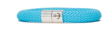 Eenvoudige armband met zeiltouw 10 mm en magnetische sluiting hemelsblauw