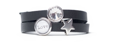 Berlin Leather Bracelets for Slider Love Black II