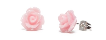 Stud Earrings with Flower Cabochons Pink III