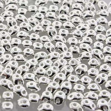 Matubo Superduo Perlen,  2,5 x 5 mm, Farbe Fine Silver Plate, Röhrchen mit ca. 22,5 gr