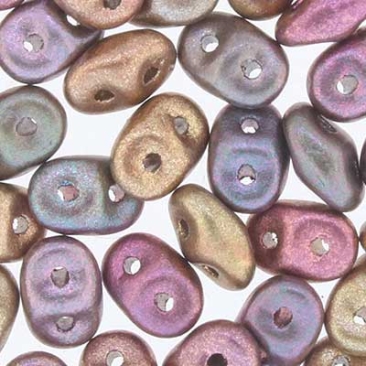 Matubo Superduo kralen, 2,5 x 5 mm, kleur Crystal Violet Rainbow, koker met ca. 22,5 gr