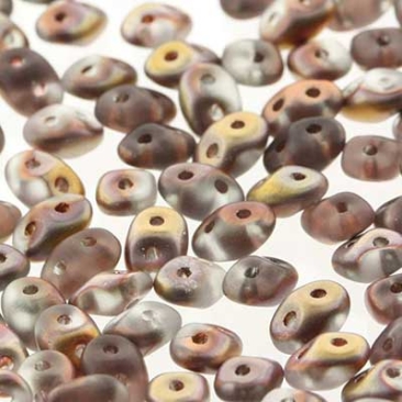 Matubo Superduo perles, 2,5 x 5 mm, couleur Crystal Capri Gold Matte, tube d'environ 22,5 gr
