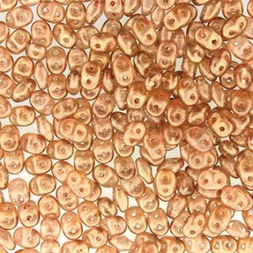 Matubo Superduo Perlen,  2,5 x 5 mm, Farbe Halo Tangerine, Röhrchen mit ca. 22,5 gr