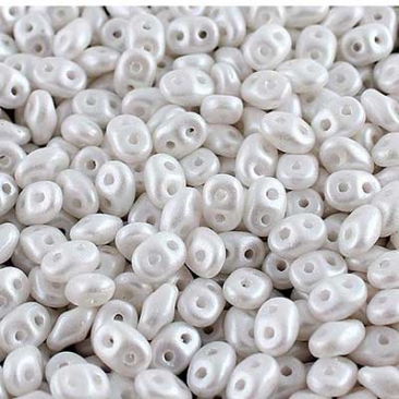 Matubo Superduo beads, 2,5 x 5 mm, colour Pearl Shine White, tube with approx. 22,5 gr.