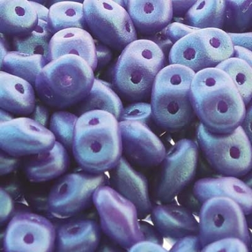 Matubo Superduo beads, 2,5 x 5 mm, colour Tropical Blue Grape, tube with ca. 22,5 gr