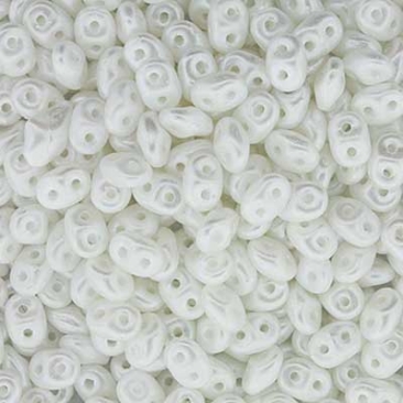 Matubo Superduo beads, 2,5 x 5 mm, colour Pastel White, tube with ca. 22,5 gr